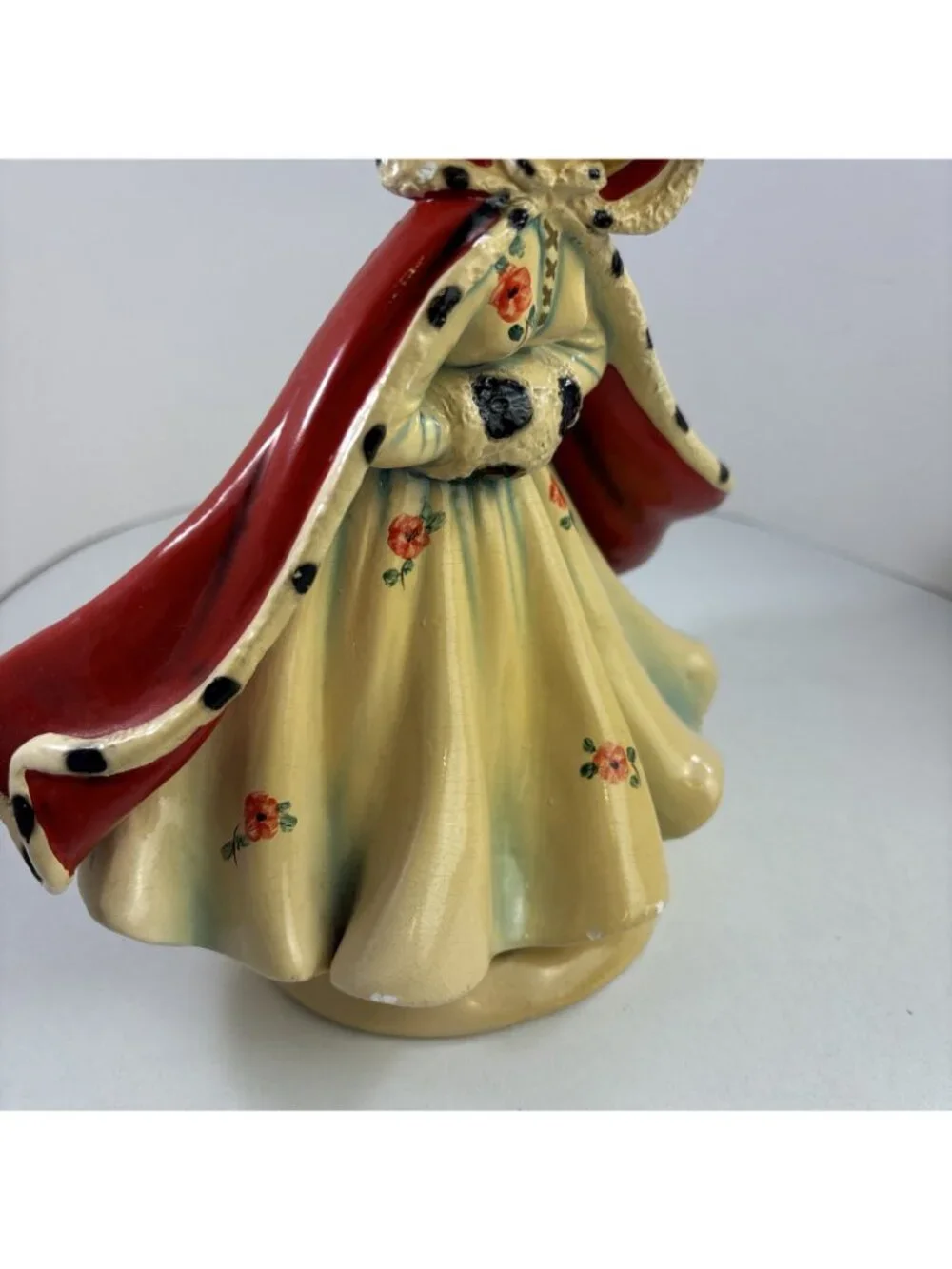 Vintage Red Hooded Girl Depositato Italy Chalkware Figure